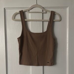 Hollister Brown Ribbed Crop Tank Top